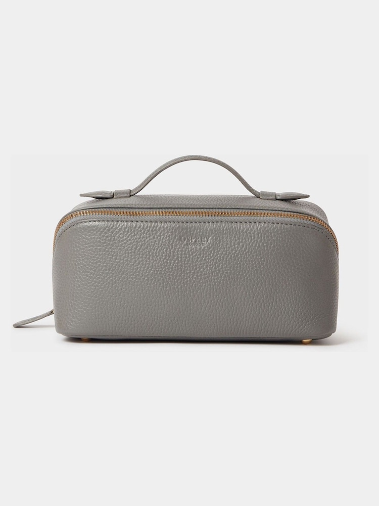 Osprey London Grey The Jet Set Leather Washbag - Image 1 of 5 Osprey London Grey The Jet Set Leather Washbag - Image 1 of 5