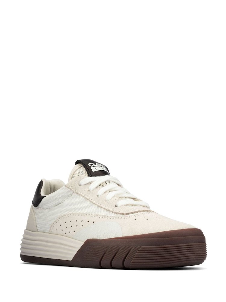 Clarks White Suede Cica Skater Trainers - Image 3 of 7