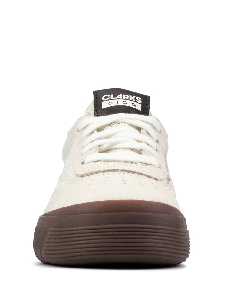 Clarks White Suede Cica Skater Trainers - Image 4 of 7