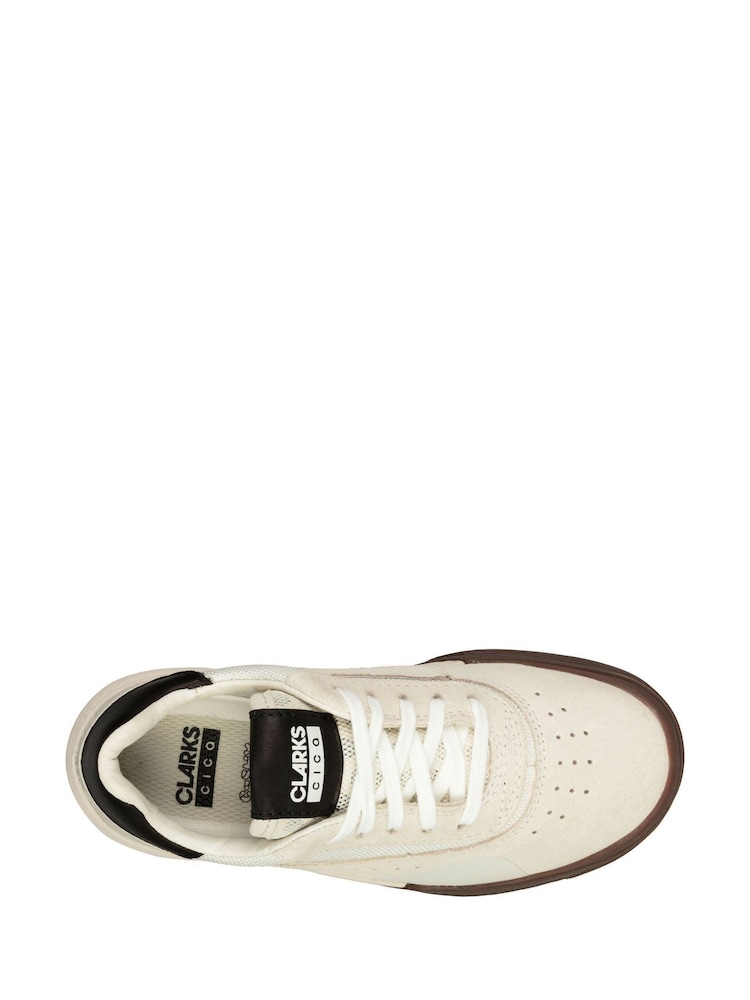 Clarks White Suede Cica Skater Trainers - Image 6 of 7