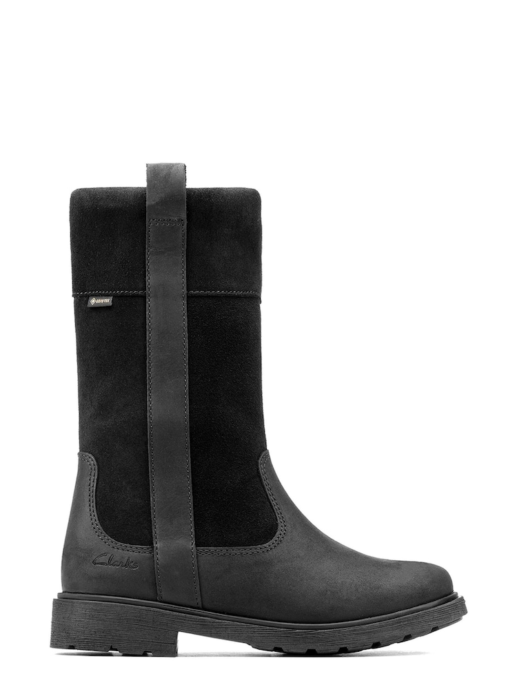 Clarks Black F fit Leather With Zip Fastening GTX Calf Hi Boots - Image 1 of 6