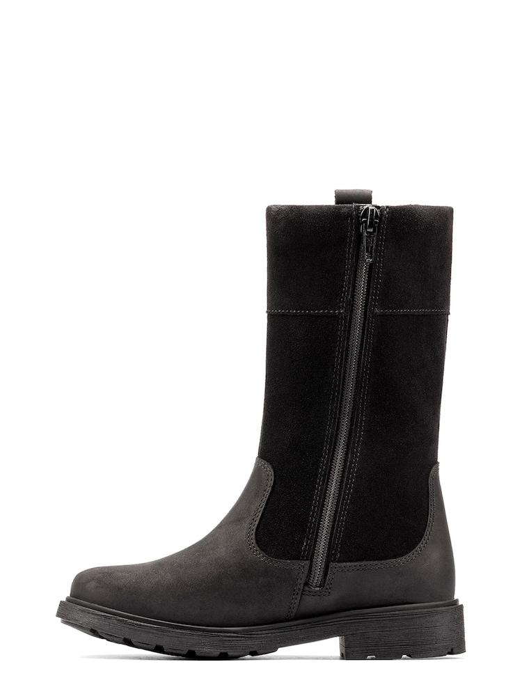 Clarks Black F fit Leather With Zip Fastening GTX Calf Hi Boots - Image 2 of 6