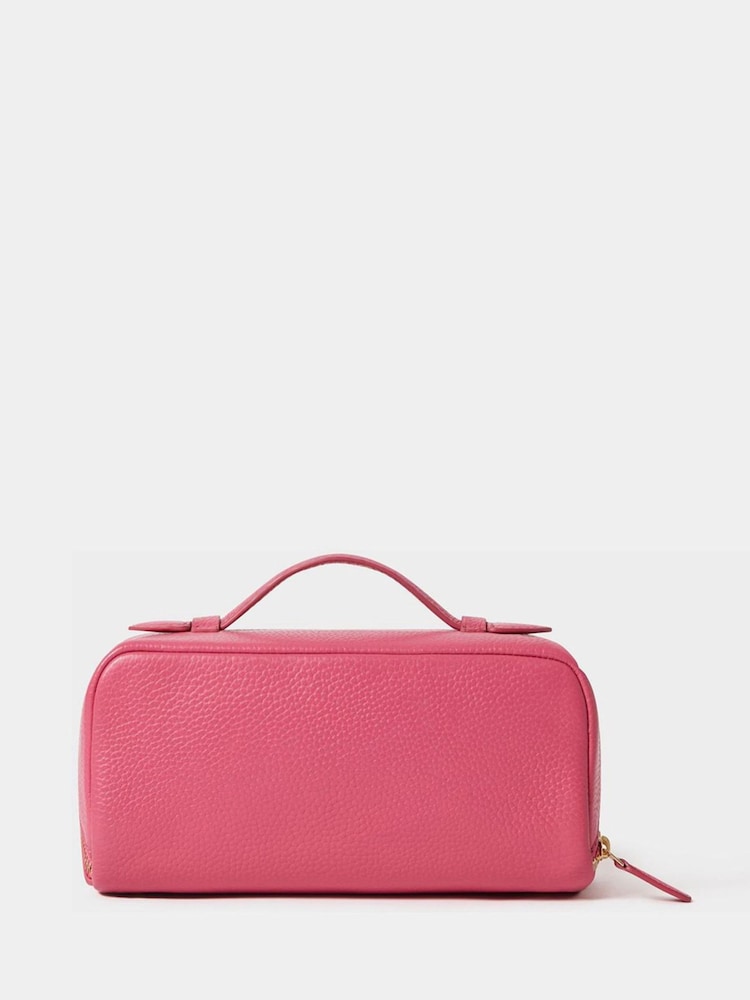 Osprey London Pink The Jet Set Leather Washbag - Image 2 of 5 Osprey London Pink The Jet Set Leather Washbag - Image 2 of 5