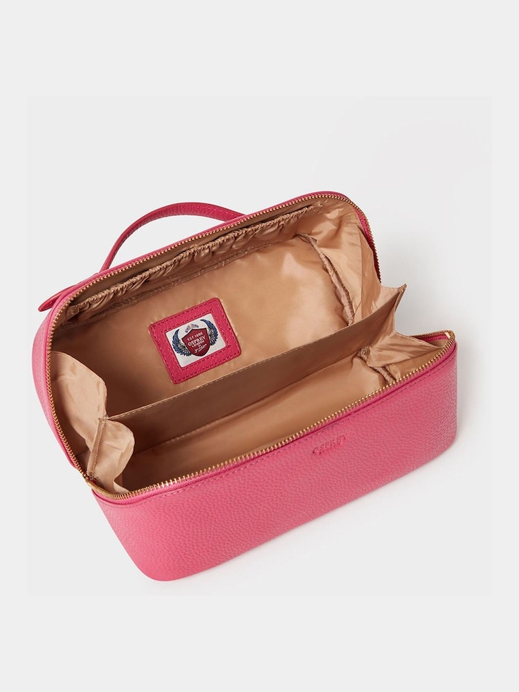 Osprey London Pink The Jet Set Leather Washbag - Image 5 of 5 Osprey London Pink The Jet Set Leather Washbag - Image 5 of 5