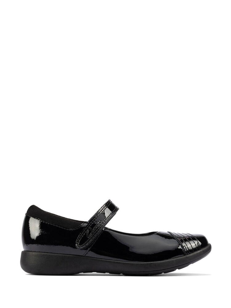 Clarks Black Patent Multi Fit Rainbow Detail Leather Shoes - Image 1 of 7