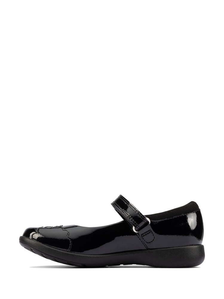 Clarks Black Patent Multi Fit Rainbow Detail Leather Shoes - Image 2 of 7