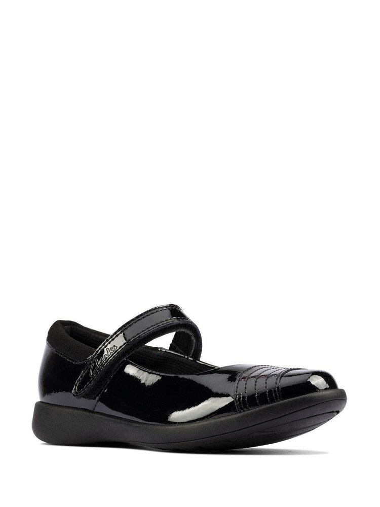 Clarks Black Patent Multi Fit Rainbow Detail Leather Shoes - Image 3 of 7