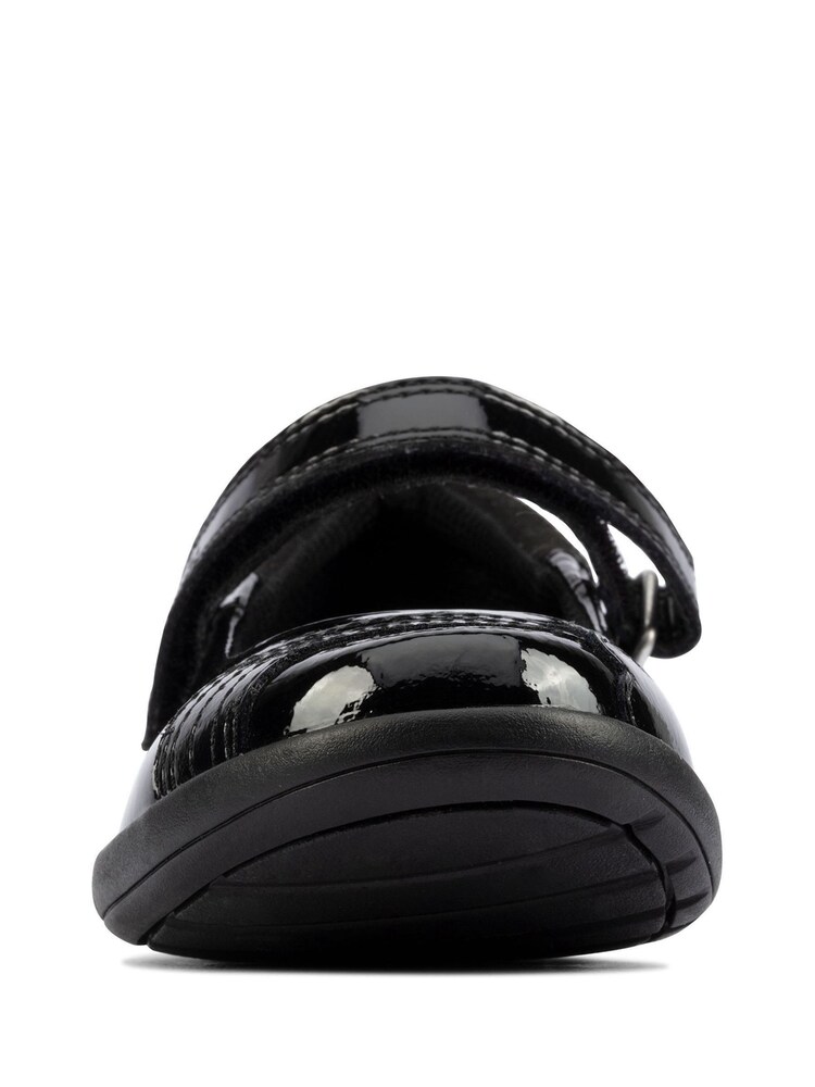 Clarks Black Patent Multi Fit Rainbow Detail Leather Shoes - Image 4 of 7