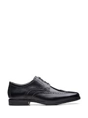 Clarks Black Standard Fit (G) Leather Howard Walk Wide Fit Shoes - Image 1 of 6