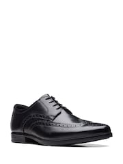 Clarks Black Standard Fit (G) Leather Howard Walk Wide Fit Shoes - Image 3 of 6