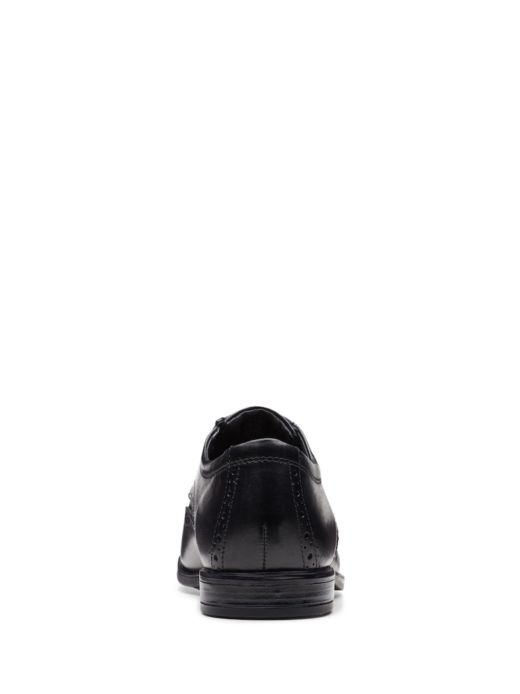 Clarks Black Standard Fit (G) Leather Howard Walk Wide Fit Shoes - Image 6 of 6