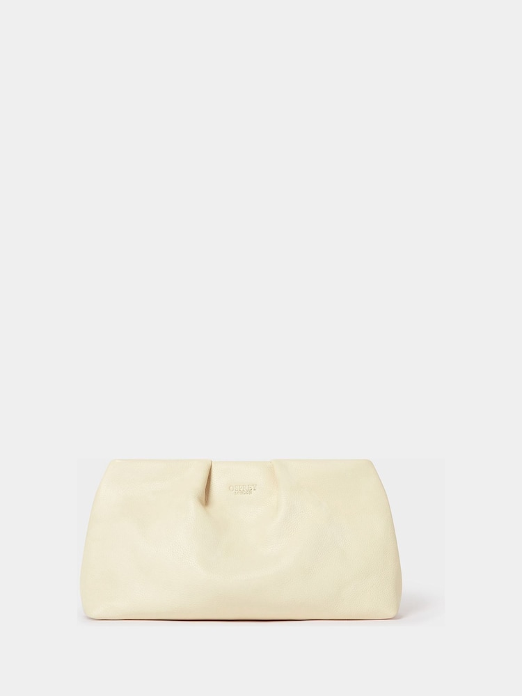 Osprey London Cream The Pleated Leather Clutch Bag - Image 1 of 5 Osprey London Cream The Pleated Leather Clutch Bag - Image 1 of 5