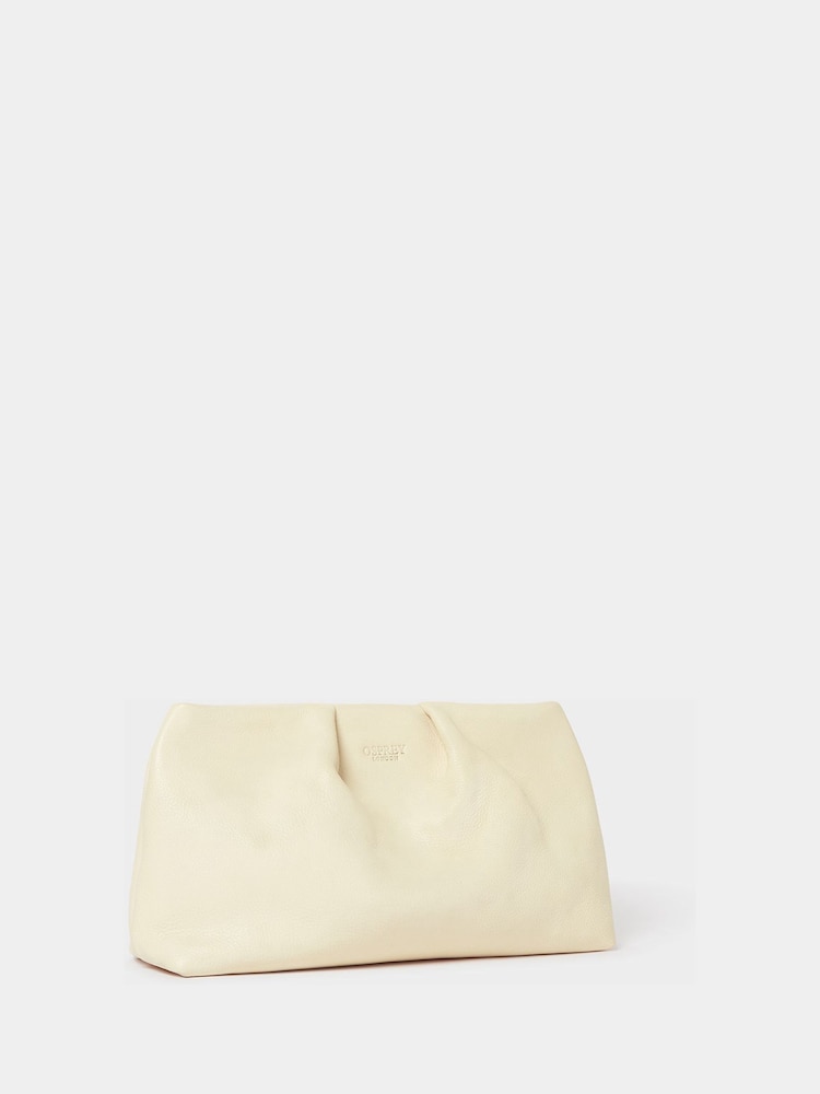 Osprey London Cream The Pleated Leather Clutch Bag - Image 2 of 5 Osprey London Cream The Pleated Leather Clutch Bag - Image 2 of 5