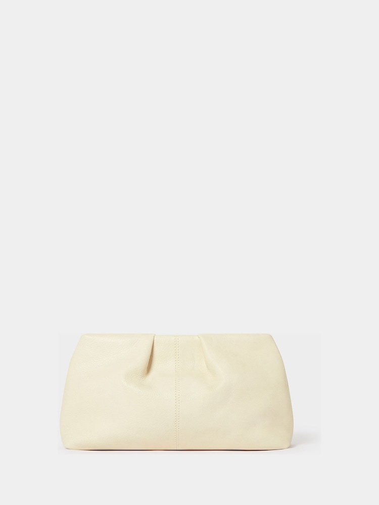 Osprey London Cream The Pleated Leather Clutch Bag - Image 5 of 5 Osprey London Cream The Pleated Leather Clutch Bag - Image 5 of 5