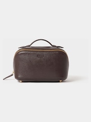 Osprey London Brown The Mini Jet Set Leather Washbag - Image 1 of 4