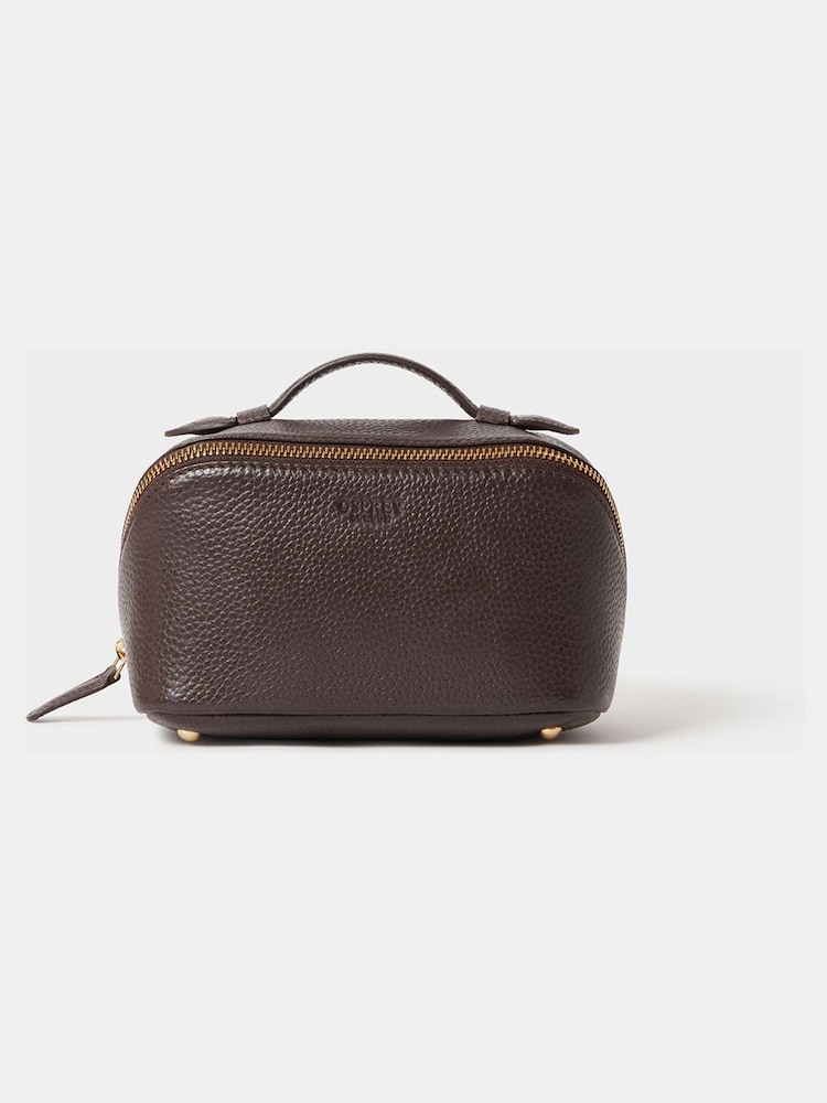 Osprey London Brown The Mini Jet Set Leather Washbag - Image 1 of 4 Osprey London Brown The Mini Jet Set Leather Washbag - Image 1 of 4