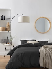 Black Cotton Rich Plain Duvet Cover and Pillowcase Set - Image 1 of 4