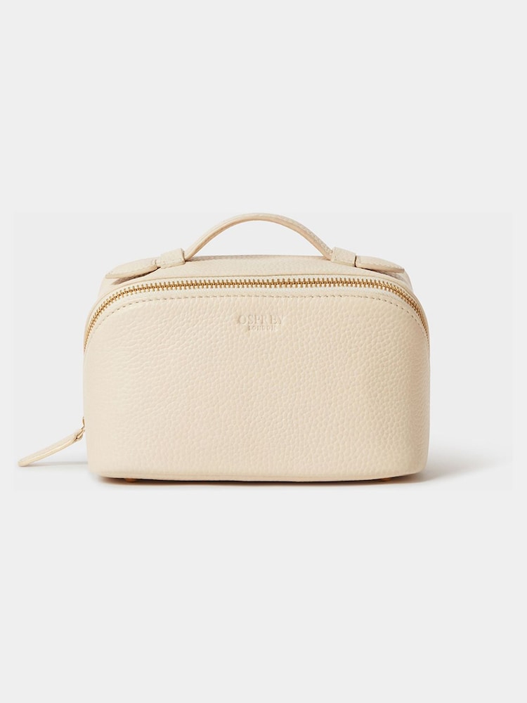 Osprey London Natural The Mini Jet Set Leather Washbag - Image 1 of 5 Osprey London Natural The Mini Jet Set Leather Washbag - Image 1 of 5