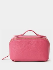 Osprey London Pink The Mini Jet Set Leather Washbag - Image 1 of 5