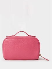 Osprey London Pink The Mini Jet Set Leather Washbag - Image 3 of 5