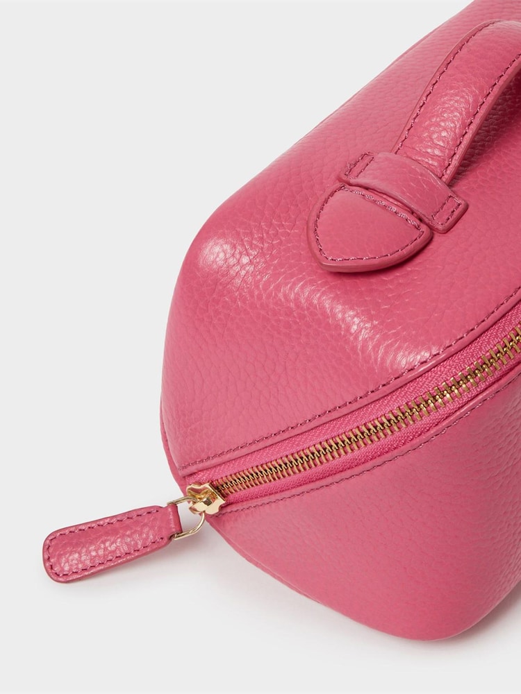 Osprey London Pink The Mini Jet Set Leather Washbag - Image 5 of 5 Osprey London Pink The Mini Jet Set Leather Washbag - Image 5 of 5