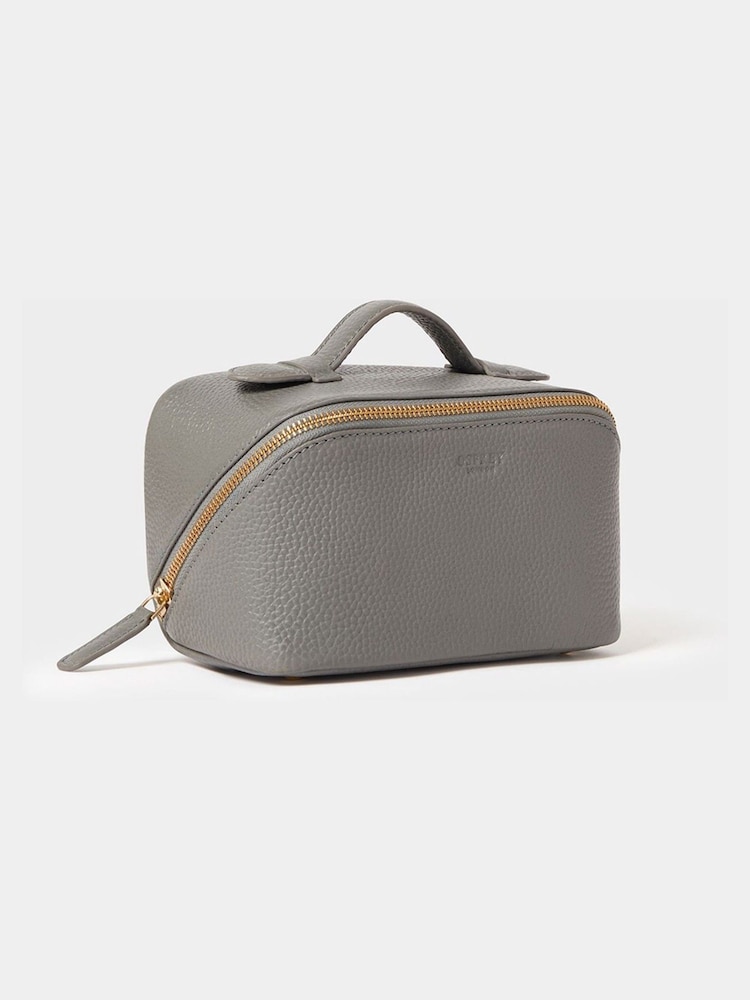 Osprey London Grey The Mini Jet Set Leather Washbag - Image 2 of 5 Osprey London Grey The Mini Jet Set Leather Washbag - Image 2 of 5