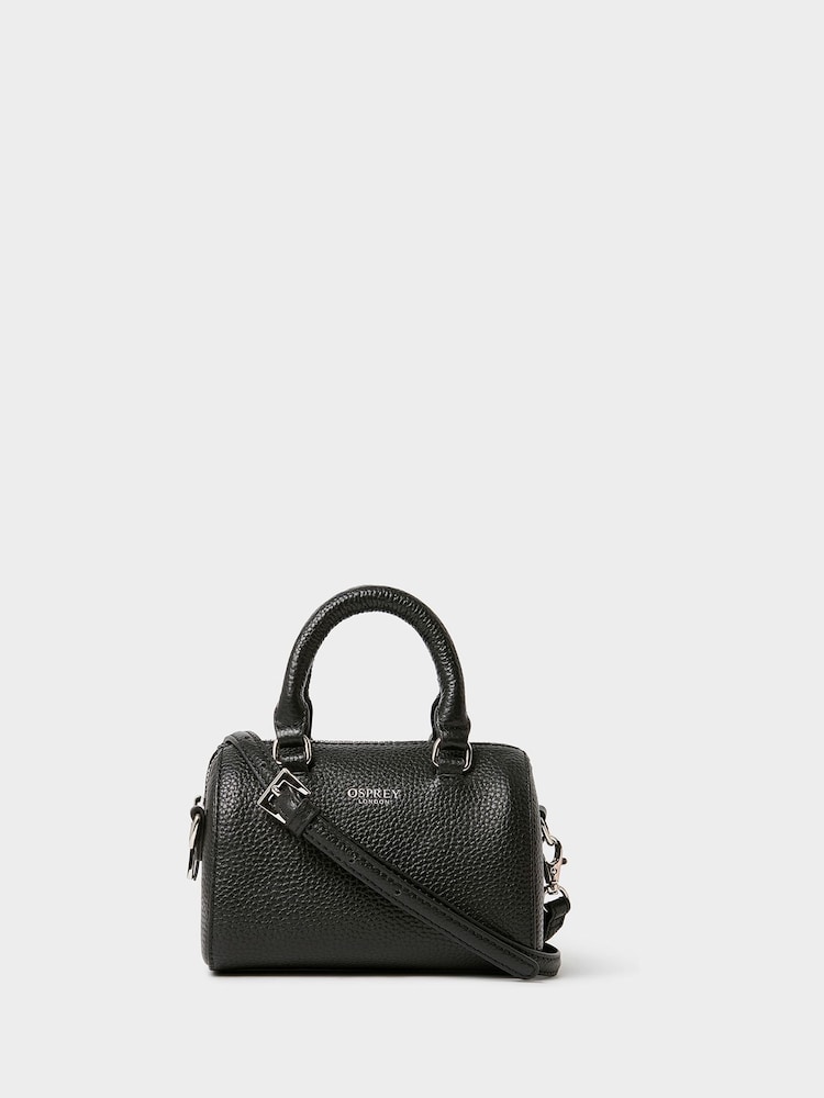 Osprey London Black The Madison Mini Leather Barrel Bag - Image 1 of 6 Osprey London Black The Madison Mini Leather Barrel Bag - Image 1 of 6