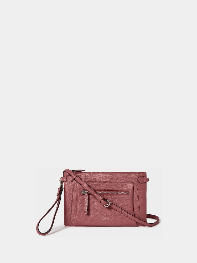 Osprey London Raspberry Pink The Ruby Leather Cross-Body Bag - Image 1 of 5 Osprey London Raspberry Pink The Ruby Leather Cross-Body Bag - Image 1 of 5