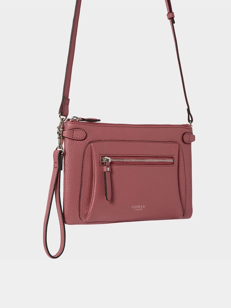 Osprey London Raspberry Pink The Ruby Leather Cross-Body Bag - Image 2 of 5 Osprey London Raspberry Pink The Ruby Leather Cross-Body Bag - Image 2 of 5