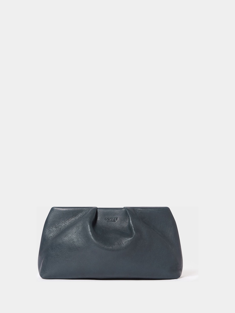 Osprey London Blue The Pleated Leather Clutch Bag - Image 1 of 5 Osprey London Blue The Pleated Leather Clutch Bag - Image 1 of 5