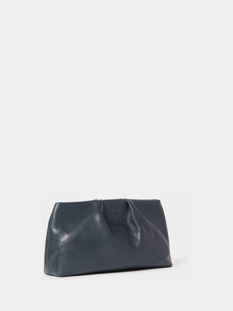 Osprey London Blue The Pleated Leather Clutch Bag - Image 2 of 5 Osprey London Blue The Pleated Leather Clutch Bag - Image 2 of 5