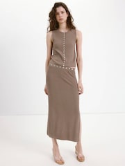 Mango Brown Shell Button Vest - Image 1 of 6