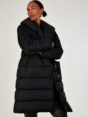Monsoon Black Stitch Detail Stephie Padded Coat In Recycled Polyester - Image 1 of 4