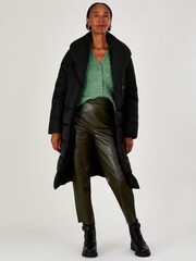 Monsoon Black Stitch Detail Stephie Padded Coat In Recycled Polyester - Image 2 of 4