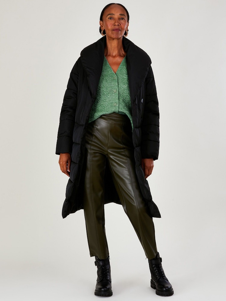 Monsoon Black Stitch Detail Stephie Padded Coat In Recycled Polyester - Image 2 of 4