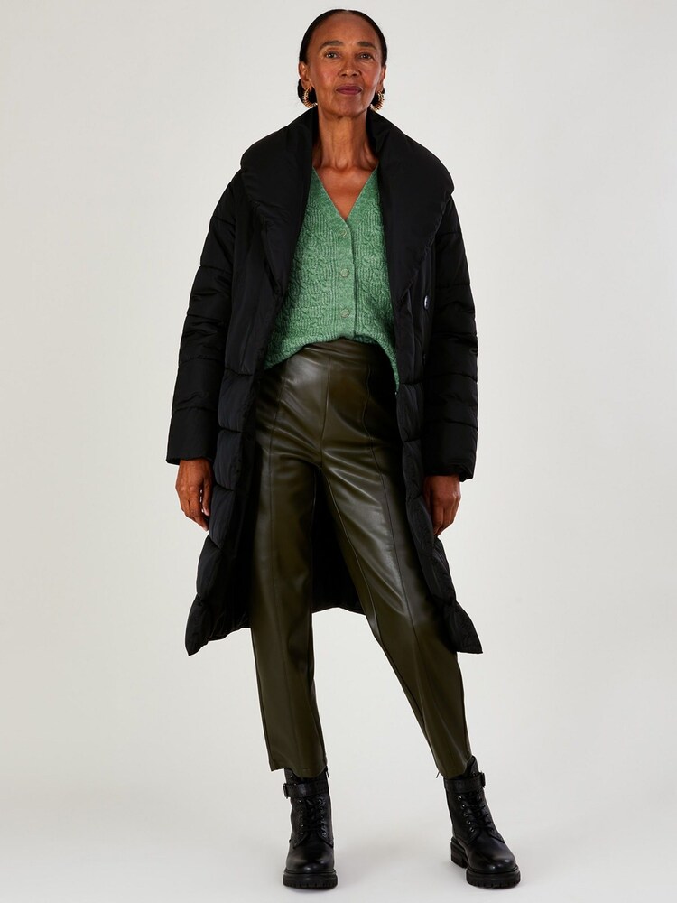 Monsoon Black Stitch Detail Stephie Padded Coat In Recycled Polyester - Image 2 of 4 Monsoon Black Stitch Detail Stephie Padded Coat In Recycled Polyester - Image 2 of 4