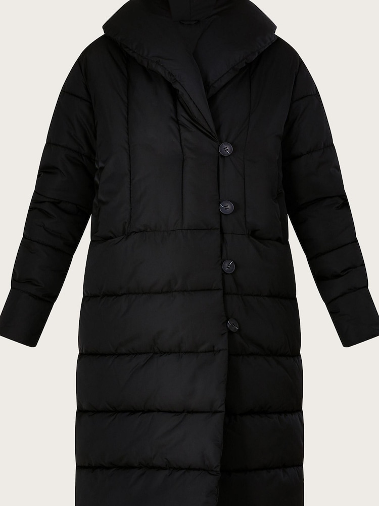 Monsoon Black Stitch Detail Stephie Padded Coat In Recycled Polyester - Image 4 of 4