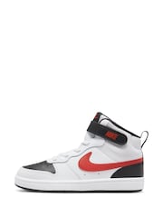Nike White/Red Junior Court Borough Mid Trainers - Image 2 of 11