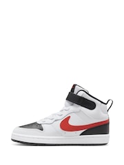Nike White/Red Junior Court Borough Mid Trainers - Image 4 of 11