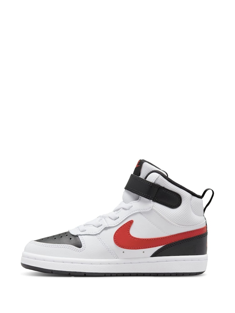 Wit/rood - Nike - Junior Court Borough halfhoge sneakers - Image 4 of 11
