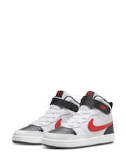 Nike White/Red Junior Court Borough Mid Trainers - Image 6 of 11