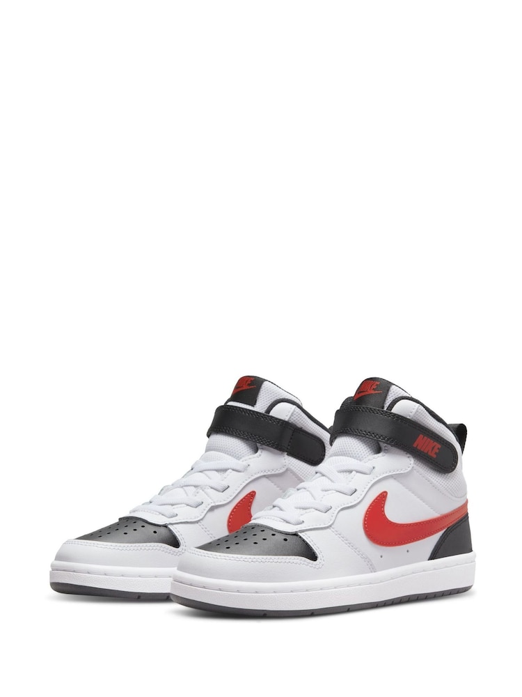 Wit/rood - Nike - Junior Court Borough halfhoge sneakers - Image 6 of 11