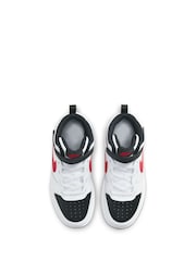 Nike White/Red Junior Court Borough Mid Trainers - Image 7 of 11