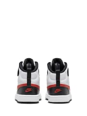 Nike White/Red Junior Court Borough Mid Trainers - Image 8 of 11
