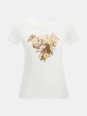 Guess Short Sleeved Hibiscus Logo R7 White T-Shirt - Image 7 of 8
