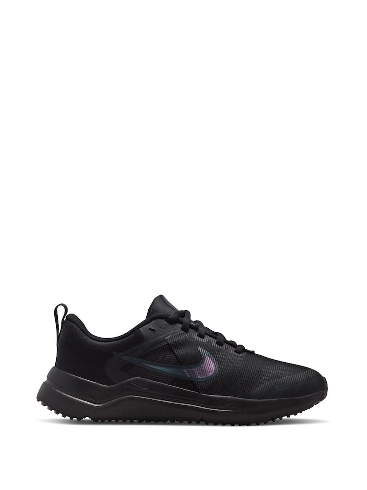Nike Black/Grey Downshifter 12 Running Youth Trainers - Image 1 of 11