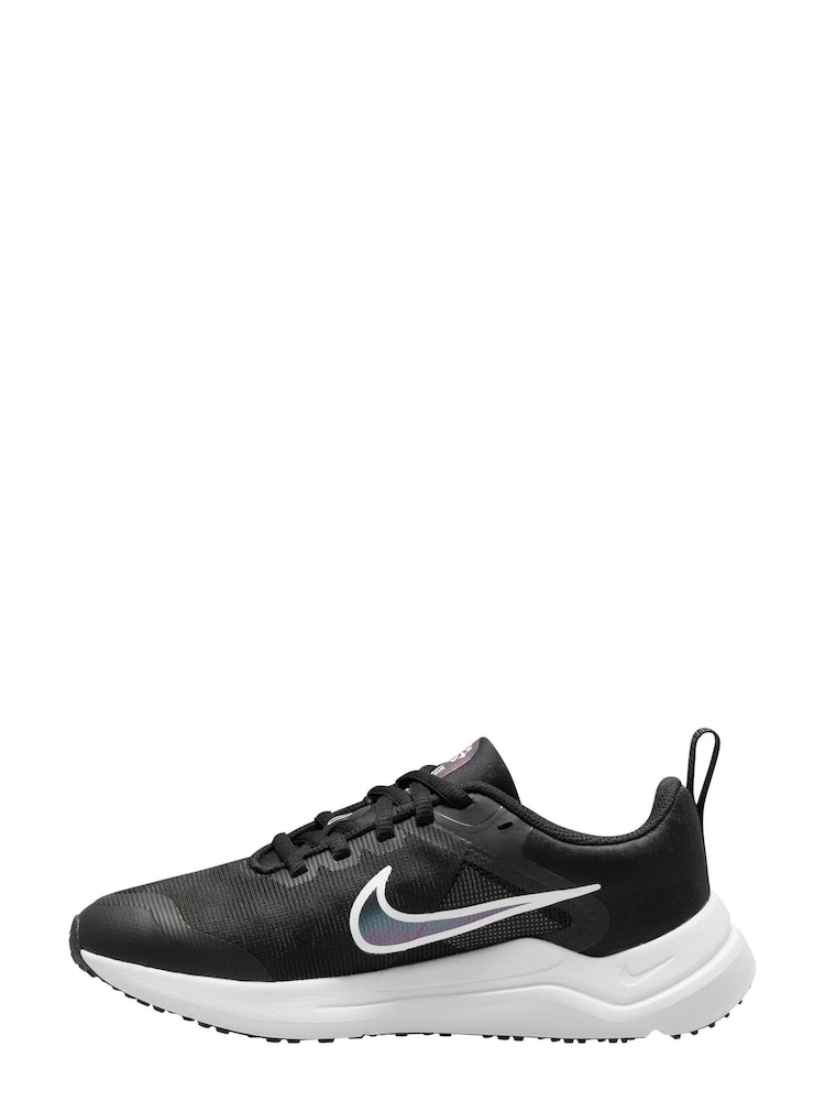 Nike Black/White Downshifter 12 Running Youth Trainers - Image 2 of 3
