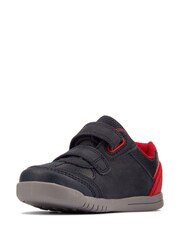 Clarks Navy Blue/Red Multi Fit Leather Dinosaur Trainers - Image 3 of 7