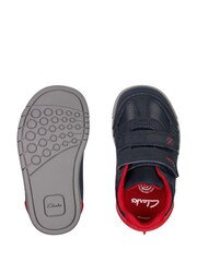 Clarks Navy Blue/Red Multi Fit Leather Dinosaur Trainers - Image 4 of 7