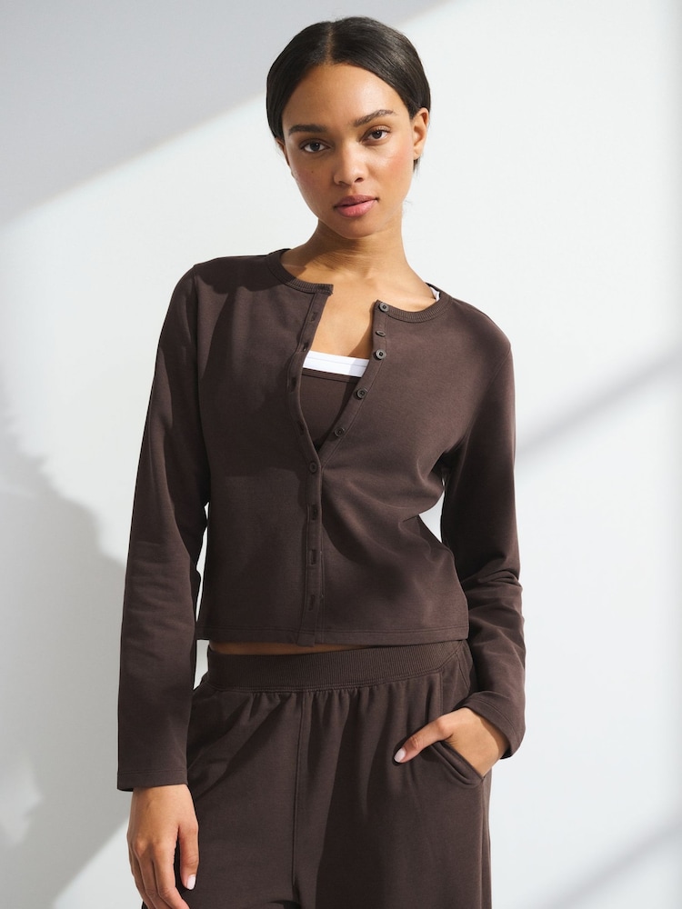 Abercrombie & Fitch Brown Mircro Terry Cardigan - Image 1 of 7